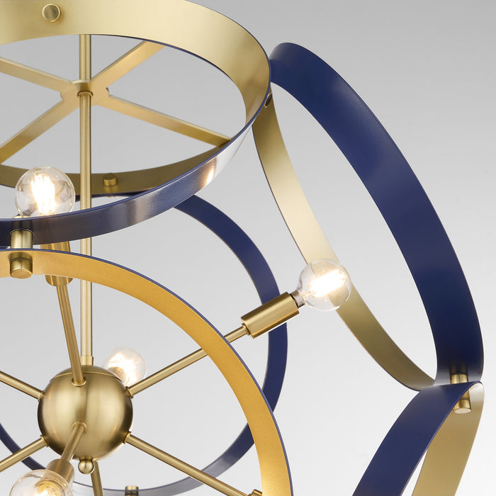 Myhouse Lighting Quorum - 866-8-3280 - Eight Light Pendant - Domain - Blue w/ Aged Brass