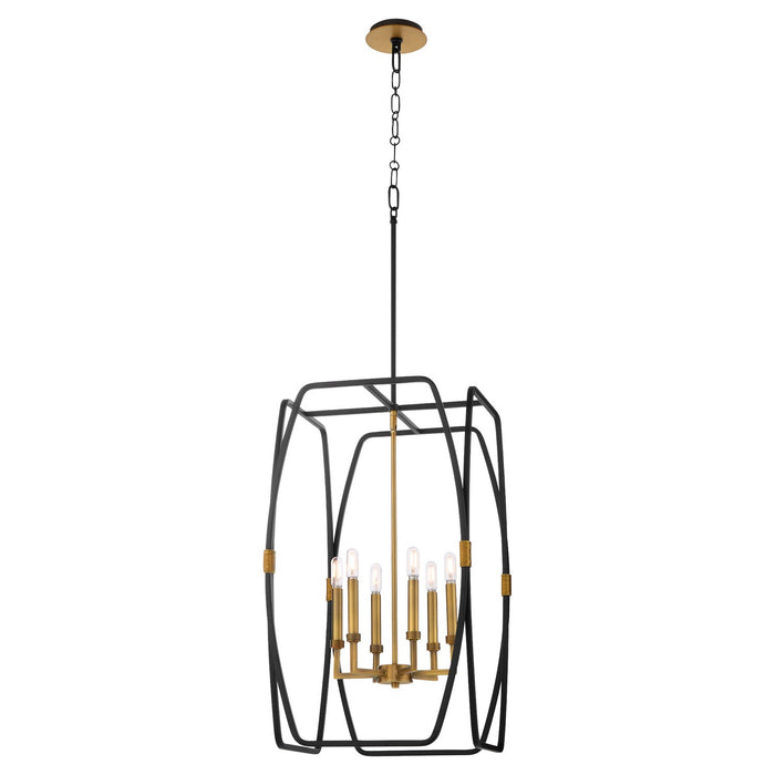 Myhouse Lighting Quorum - 880-6-5947 - Six Light Pendant - Bishop - Matte Black / Brushed Brass