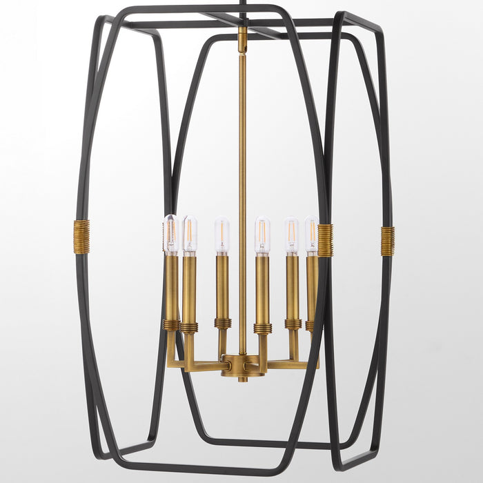 Myhouse Lighting Quorum - 880-6-5947 - Six Light Pendant - Bishop - Matte Black / Brushed Brass