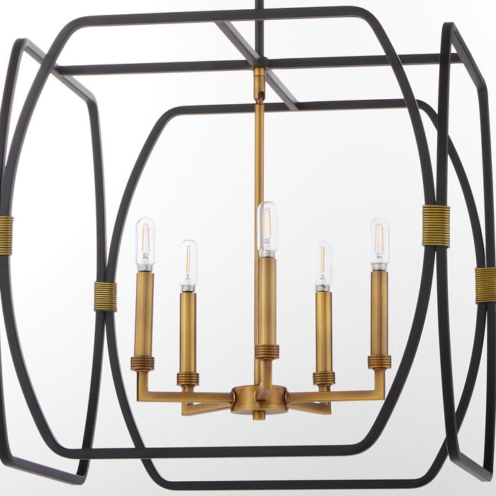 Myhouse Lighting Quorum - 881-5-5947 - Five Light Pendant - Bishop - Matte Black / Brushed Brass