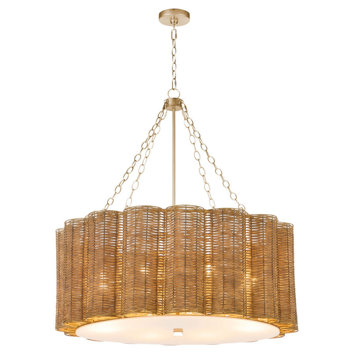 Myhouse Lighting Cyan - 11935 - Six Light Chandelier - Boracay - Natural Cane/Antique Brass