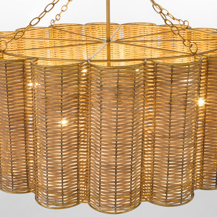 Myhouse Lighting Cyan - 11935 - Six Light Chandelier - Boracay - Natural Cane/Antique Brass