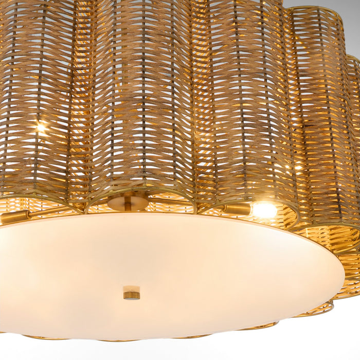 Myhouse Lighting Cyan - 11935 - Six Light Chandelier - Boracay - Natural Cane/Antique Brass