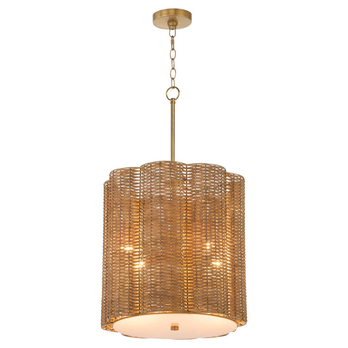 Myhouse Lighting Cyan - 11936 - Four Light Pendant - Boracay - Natural Cane/Antique Brass