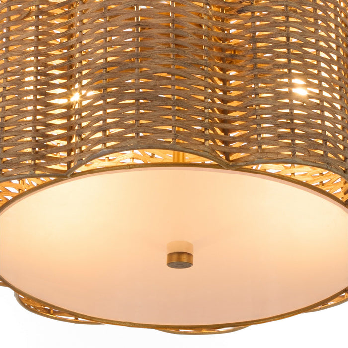 Myhouse Lighting Cyan - 11936 - Four Light Pendant - Boracay - Natural Cane/Antique Brass