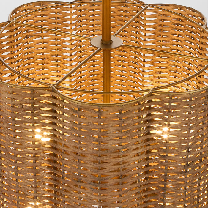 Myhouse Lighting Cyan - 11936 - Four Light Pendant - Boracay - Natural Cane/Antique Brass