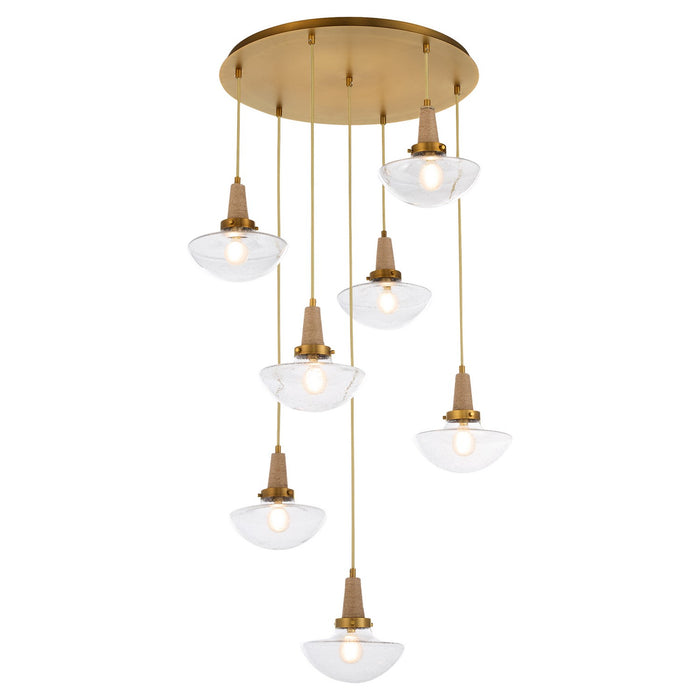 Myhouse Lighting Quorum - 692-7-47 - Seven Light Pendant - Stockport - Brushed Brass