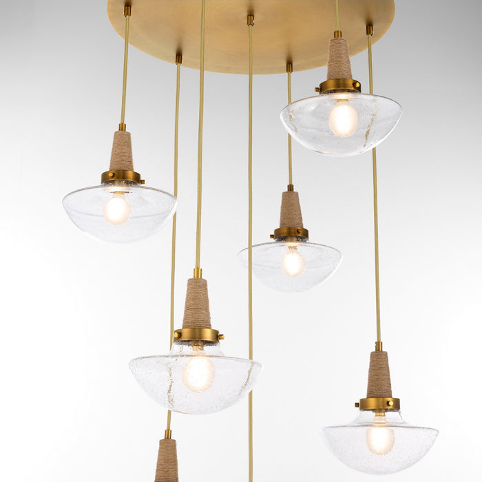 Myhouse Lighting Quorum - 692-7-47 - Seven Light Pendant - Stockport - Brushed Brass
