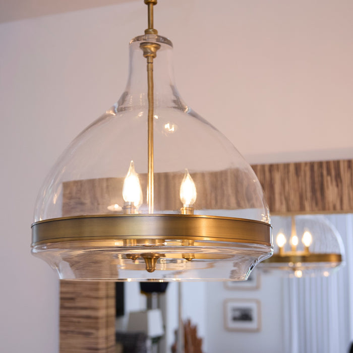 Myhouse Lighting Quorum - 8002-3-47 - Three Light Pendant - Tilbrook - Brushed Brass