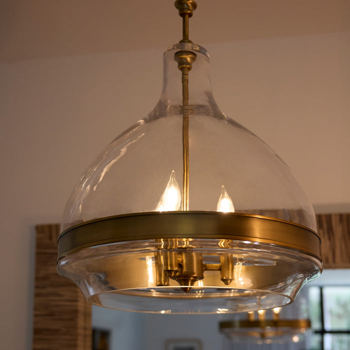 Myhouse Lighting Quorum - 8002-3-47 - Three Light Pendant - Tilbrook - Brushed Brass