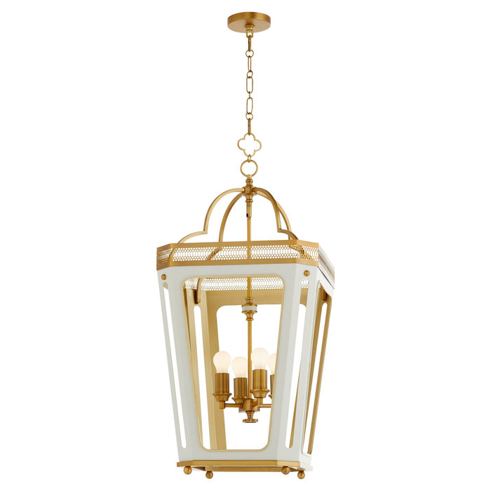Myhouse Lighting Quorum - 840-4-0847 - Four Light Pendant - Loire - Studio White|Brushed Brass