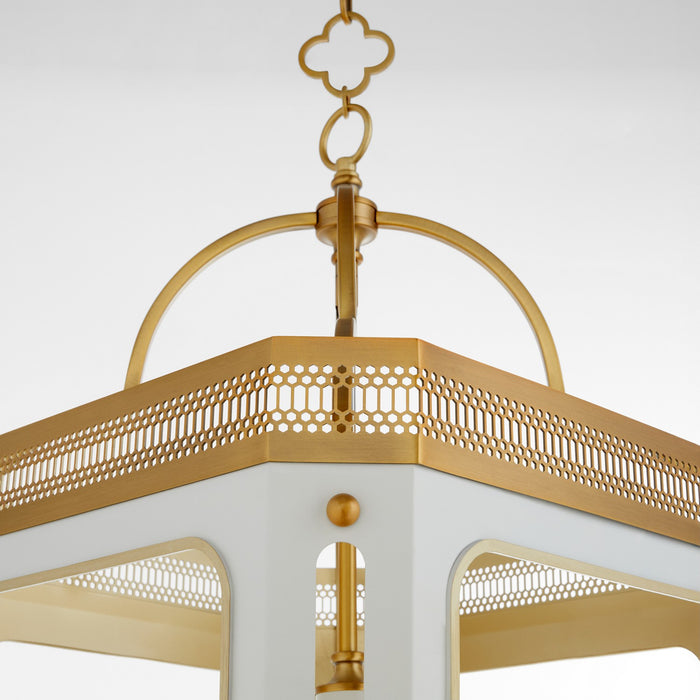 Myhouse Lighting Quorum - 840-4-0847 - Four Light Pendant - Loire - Studio White|Brushed Brass