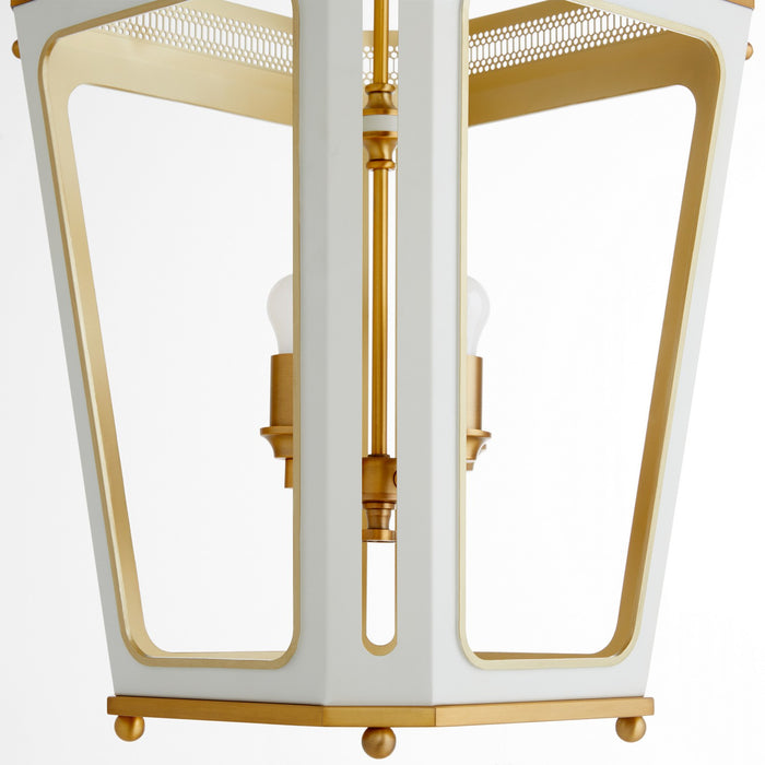 Myhouse Lighting Quorum - 840-4-0847 - Four Light Pendant - Loire - Studio White|Brushed Brass
