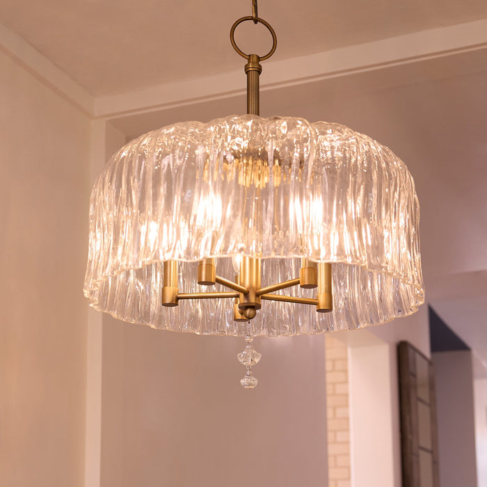 Myhouse Lighting Quorum - 893-5-47 - Five Light Pendant - Meriam - Brushed Brass