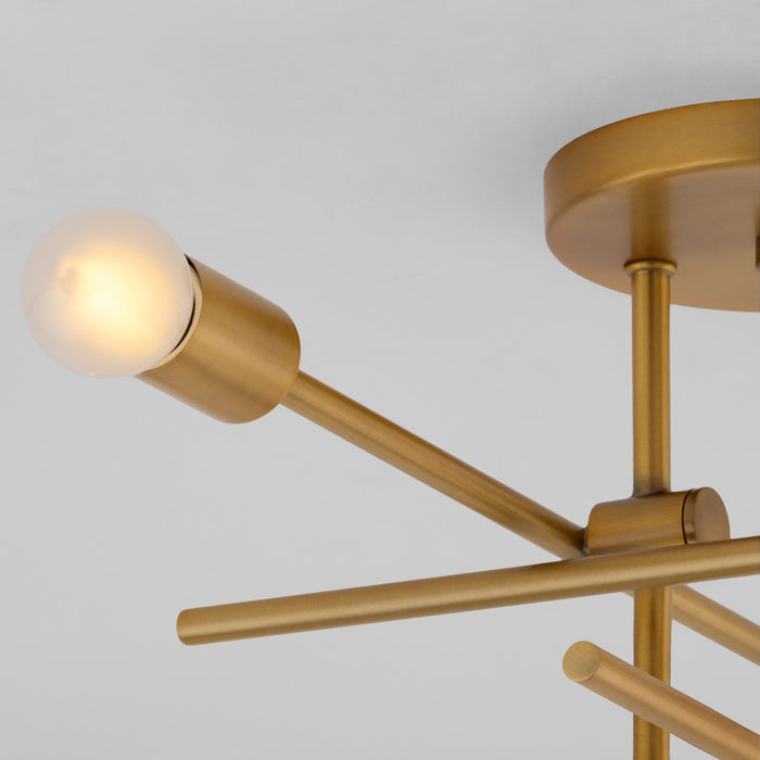 Myhouse Lighting Quorum - 3-696-56 - Four Light Semi-Flush Mount - Mika - Brushed Brass