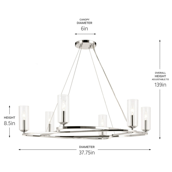 Myhouse Lighting Kichler - 52771PN - Six Light Chandelier - Harpin - Polished Nickel