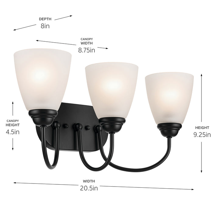 Myhouse Lighting Kichler - 45639BK - Three Light Bath - Jolie - Black