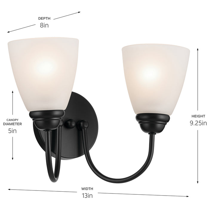 Myhouse Lighting Kichler - 45638BK - Two Light Bath - Jolie - Black