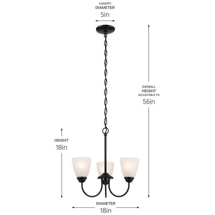 Myhouse Lighting Kichler - 43637BK - Three Light Mini Chandelier - Jolie - Black