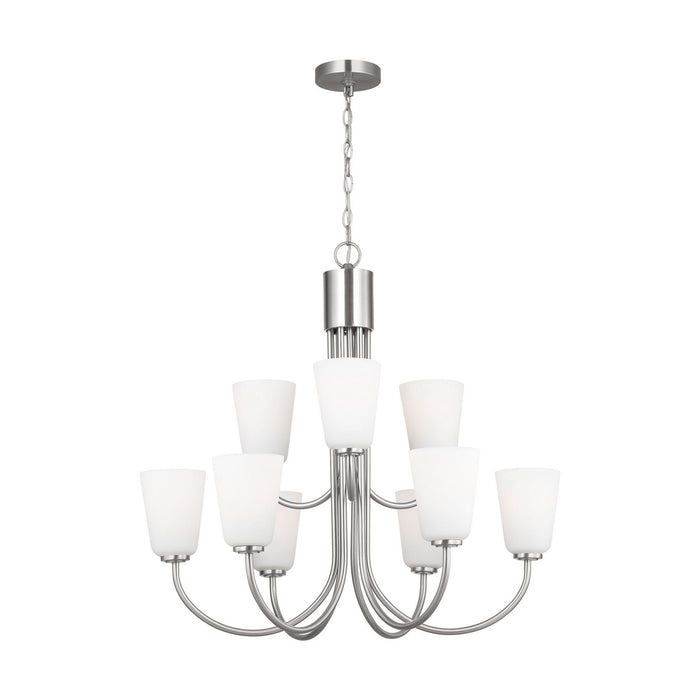 Myhouse Lighting Generation Lighting - GLC1139BS - Nine Light Chandelier - Miles - Brushed Nickel