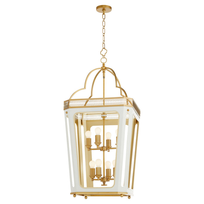 Myhouse Lighting Quorum - 840-8-0847 - Eight Light Pendant - Loire - Studio White|Brushed Brass