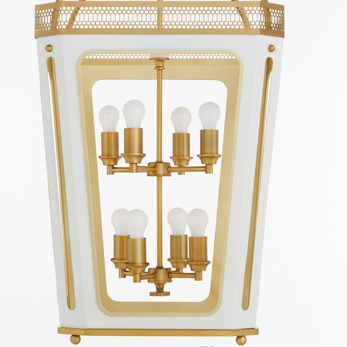 Myhouse Lighting Quorum - 840-8-0847 - Eight Light Pendant - Loire - Studio White|Brushed Brass