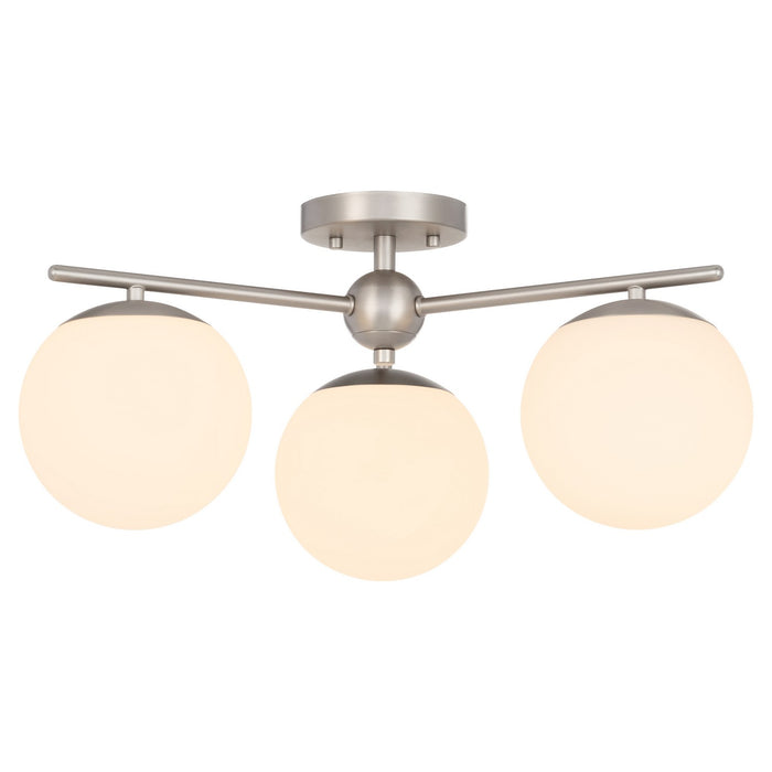 Myhouse Lighting Quorum - 339-3-65 - Three Light Semi-Flush Mount - Jasper - Satin Nickel
