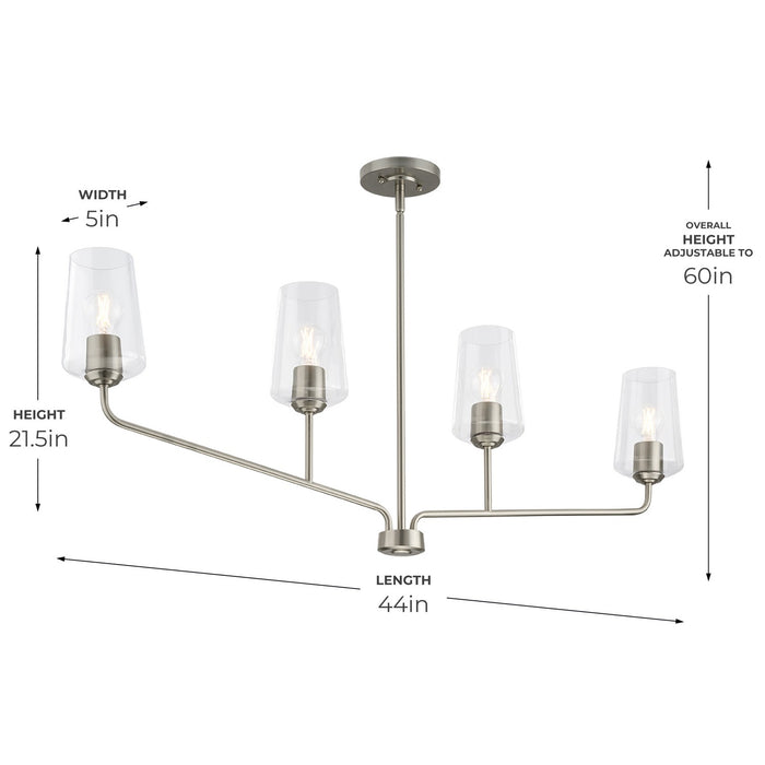 Myhouse Lighting Progress Lighting - P400441-009 - Four Light Linear Chandelier - Celino - Brushed Nickel