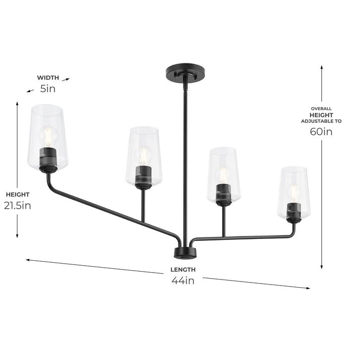 Myhouse Lighting Progress Lighting - P400441-031 - Four Light Linear Chandelier - Celino - Black