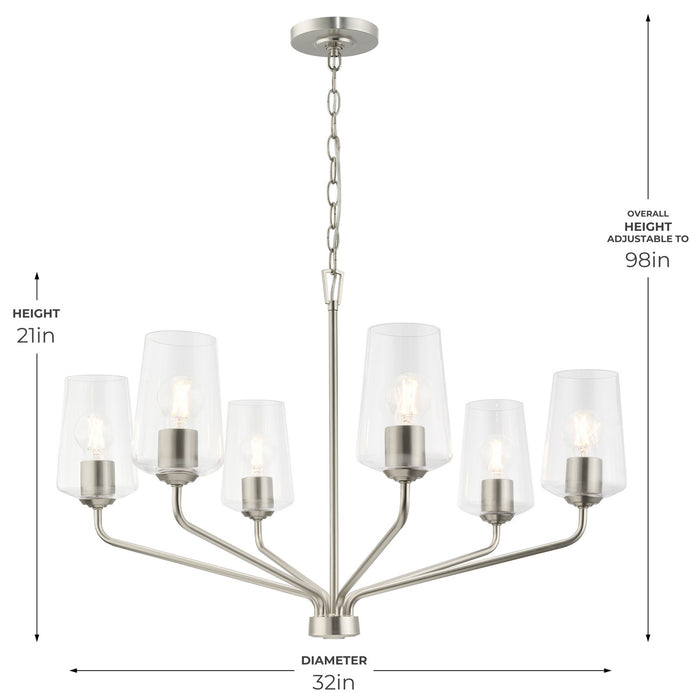 Myhouse Lighting Progress Lighting - P400443-009 - Six Light Chandelier - Celino - Brushed Nickel