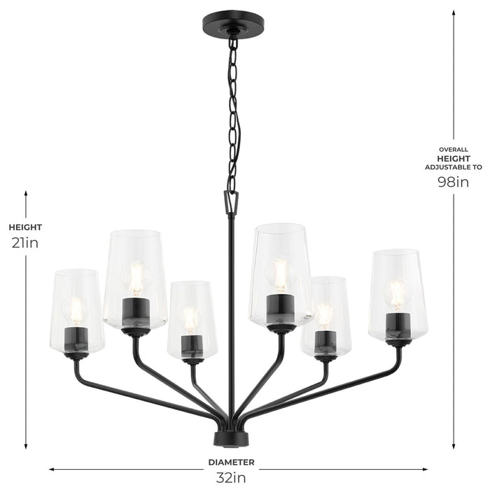 Myhouse Lighting Progress Lighting - P400443-031 - Six Light Chandelier - Celino - Black