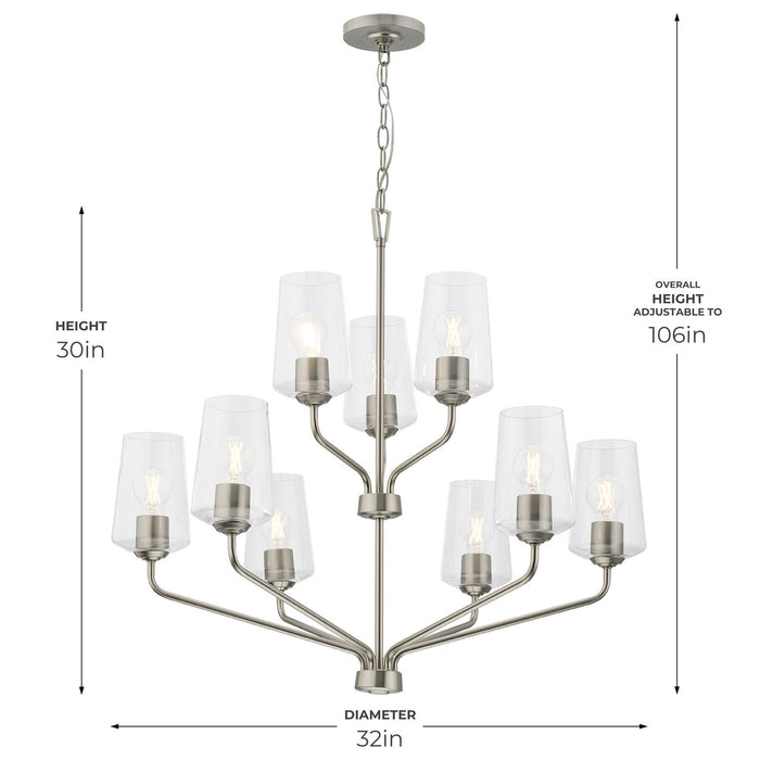 Myhouse Lighting Progress Lighting - P400445-009 - Nine Light Chandelier - Celino - Brushed Nickel