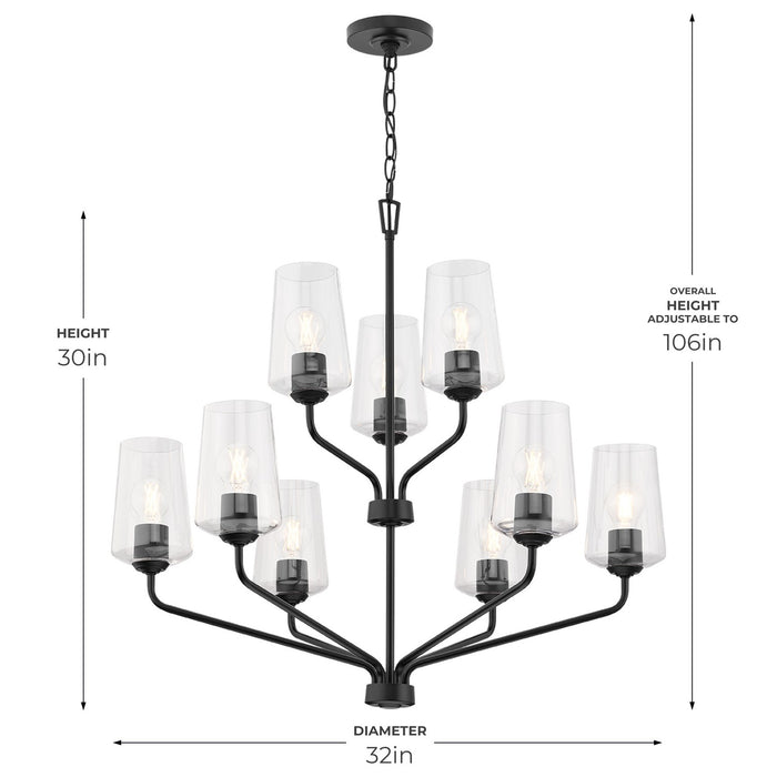 Myhouse Lighting Progress Lighting - P400445-031 - Nine Light Chandelier - Celino - Black