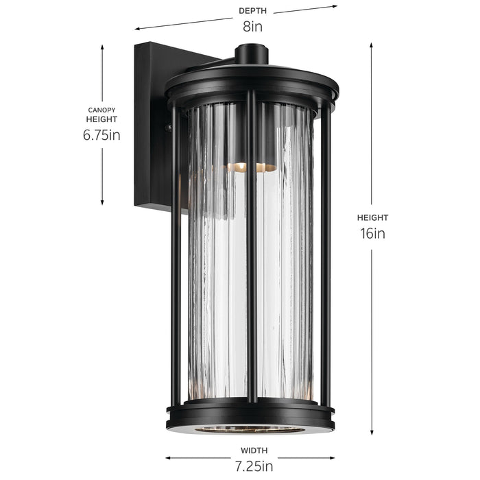 Myhouse Lighting Kichler - 59023BKDS - One Light Outdoor Wall Mount - Barras - Black