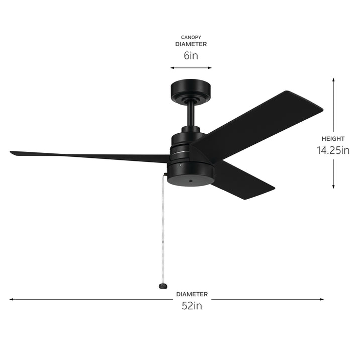 Myhouse Lighting Kichler - 300375BK - 52" Ceiling Fan - Spyn Lite - Black