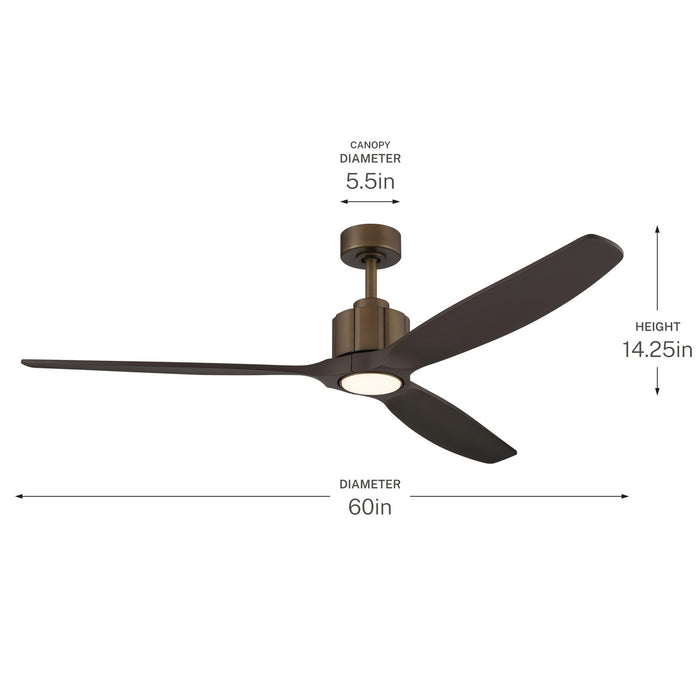 Myhouse Lighting Kichler - 300360-HBB - 60" Ceiling Fan - Calyx - Heritage Brushed Bronze