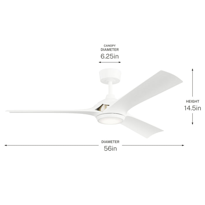 Myhouse Lighting Kichler - 300056-MWH - 56" Ceiling Fan - Veetra - Matte White