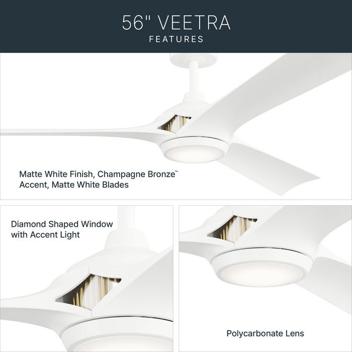 Myhouse Lighting Kichler - 300056-MWH - 56" Ceiling Fan - Veetra - Matte White