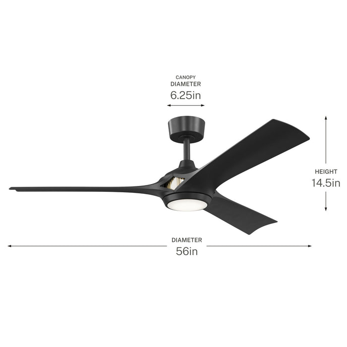 Myhouse Lighting Kichler - 300056-BK - 56" Ceiling Fan - Veetra - Matte Black