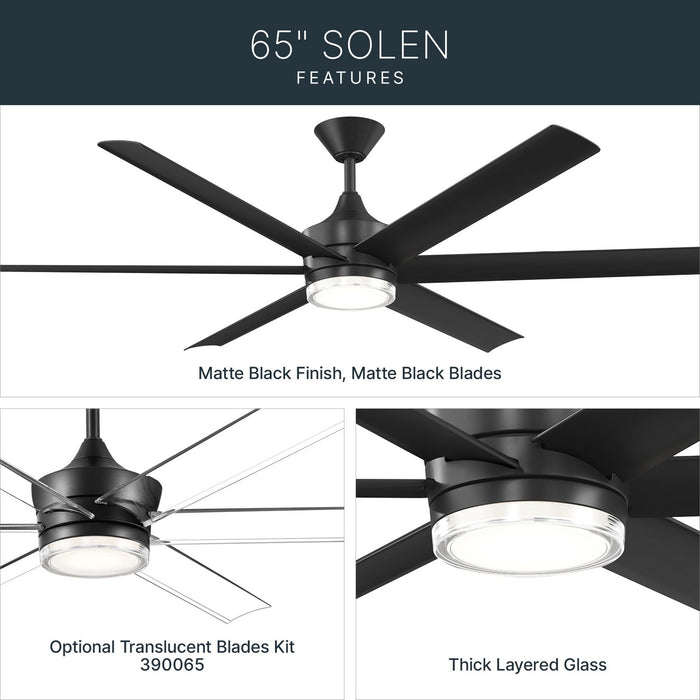 Myhouse Lighting Kichler - 310065-BK - 65" Ceiling Fan - Solen - Matte Black