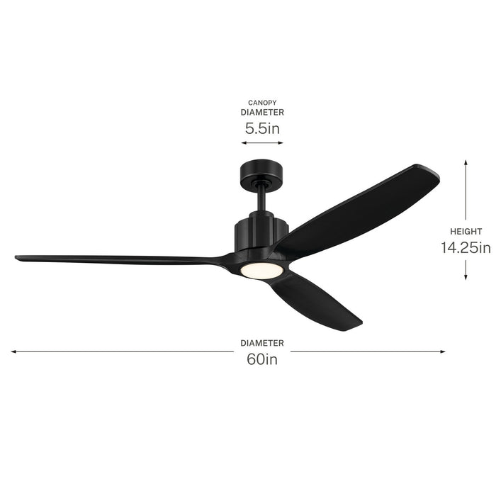 Myhouse Lighting Kichler - 300360-BK - 60" Ceiling Fan - Calyx - Matte Black