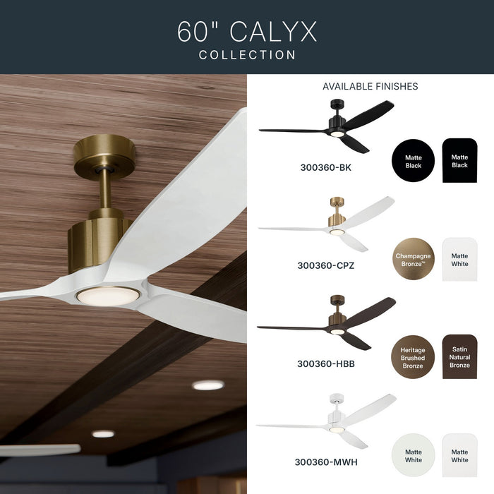 Myhouse Lighting Kichler - 300360-MWH - 60" Ceiling Fan - Calyx - Matte White