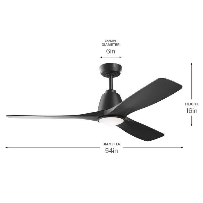 Myhouse Lighting Kichler - 300054-BK - 54" Ceiling Fan - Volos II - Matte Black