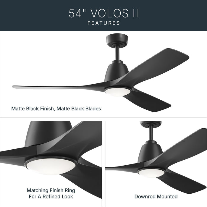 Myhouse Lighting Kichler - 300054-BK - 54" Ceiling Fan - Volos II - Matte Black