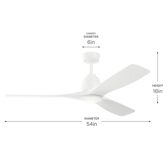 Myhouse Lighting Kichler - 300054-MWH - 54" Ceiling Fan - Volos II - Matte White