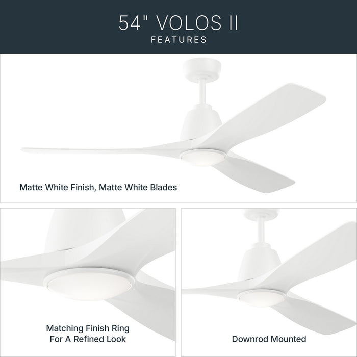 Myhouse Lighting Kichler - 300054-MWH - 54" Ceiling Fan - Volos II - Matte White