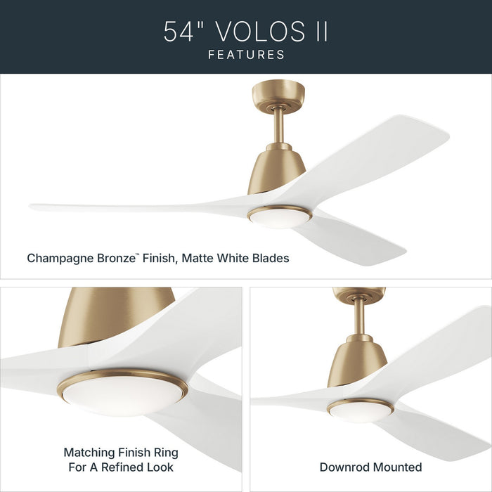 Myhouse Lighting Kichler - 300054-CPZ - 54" Ceiling Fan - Volos II - Champagne Bronze