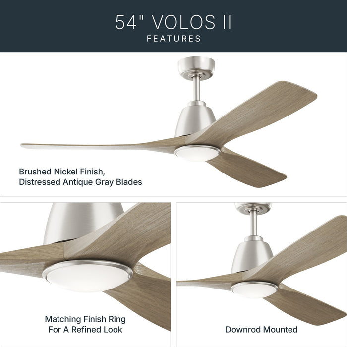 Myhouse Lighting Kichler - 300054-NI - 54" Ceiling Fan - Volos II - Brushed Nickel