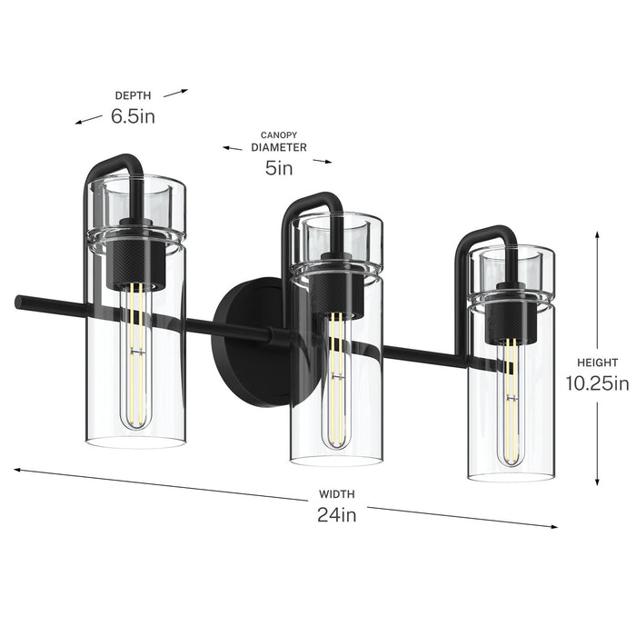 Myhouse Lighting Kichler - 55252BK - Three Light Bath - Niccol - Black