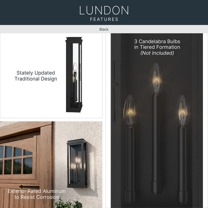 Myhouse Lighting Kichler - 59162BK - Three Light Outdoor Wall Mount - Lundon - Black